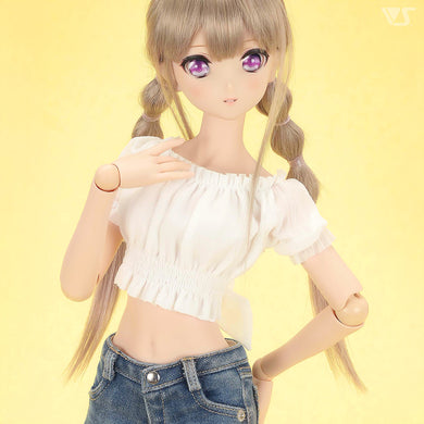 Short Sleeve Cropped Blouse (White)
