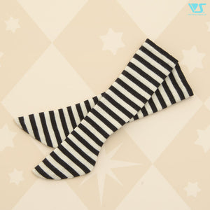 Thigh-High Socks / Mini (Off-white & Black Stripes)