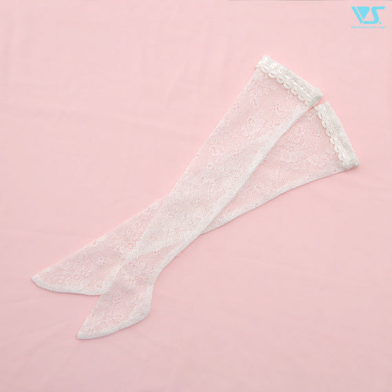 Thigh-high Socks (White / Flower-Patterned Lace)