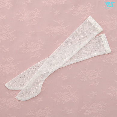 Thigh-High Socks (White / Flower-Patterned)