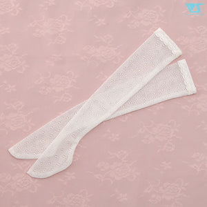 Thigh-High Socks (White / Flower-Patterned)