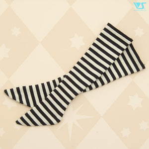 Thigh-High Socks (Off-white & Black Stripes)